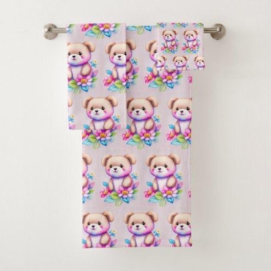 Teddybär Wasserfarben Pastell バスタオルセット (インサイチュ)