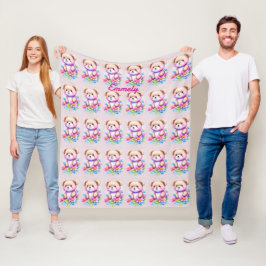 Teddybär Wasserfarben Pastell フリースブランケット