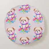 Teddybär Wasserfarben Pastell ラウンドクッション (裏面)