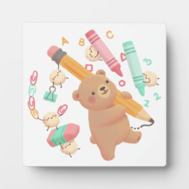 Teddy's Back to School Illustration フォトプラーク