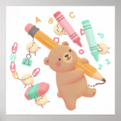 Teddy's Back to School Illustration ポスター (正面)