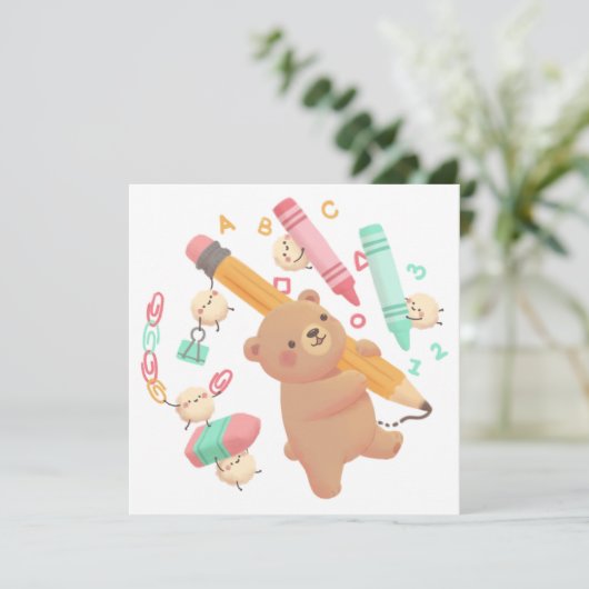 Teddy's Back to School Illustration 招待状 (スタンド正面)