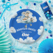 Teddy's Sky-High Soiree:最初の誕生日バルーン ペーパープレート (パーティー)