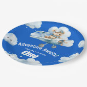 Teddy's Sky-High Soiree:最初の誕生日バルーン ペーパープレート (アングル)