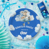 Teddy's Sky-High Soiree：最初の誕生日バルーン ペーパープレート (パーティー)