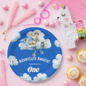 Teddy's Sky-High Soiree：最初の誕生日バルーン ペーパープレート (パーティー)