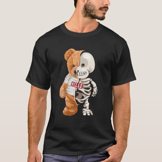 Tee Hello Bear Toy Half Skeleton Willifed Animal G Tシャツ (正面)