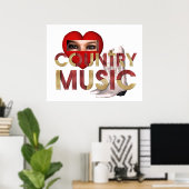 TEE I Love Country Music ポスター (ホームオフィス)