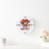 TEE I Love Country Music ラウンド壁時計 (ホーム)