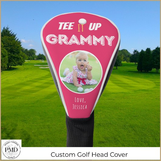 Tee It Up Grammy写真ホットピパーソナライズされたンク ゴルフヘッドカバー