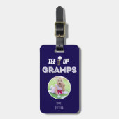Tee It Up Grampsフォトカスタムファーザーズデイブルー ラゲッジタグ (正面縦)