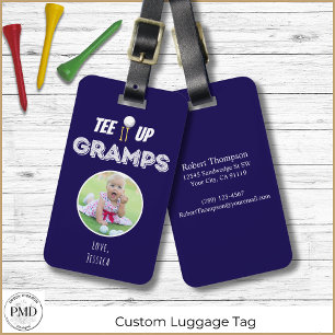 Tee It Up Grampsフォトカスタムファーザーズデイブルー ラゲッジタグ
