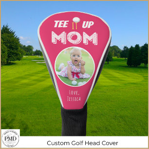 Tee It Up Mom写真ホッパーソナライズされたトピンク ゴルフヘッドカバー