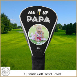 Tee It Up Papaフォトカスタムファーザーズデイブラック ゴルフヘッドカバー