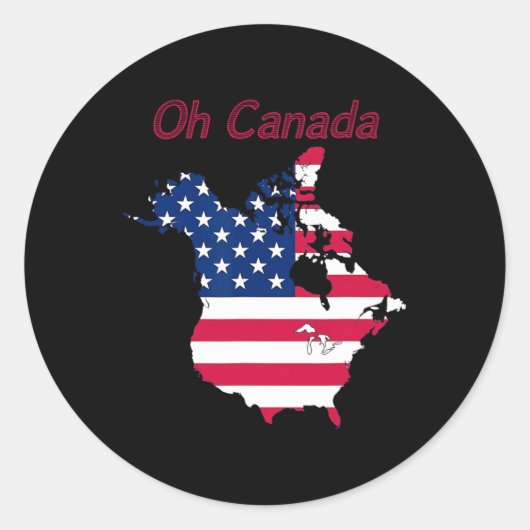 Tee Oh おもしろい Canadaアメリカおもしろいのトランプの地図 ラウンドシール (正面)