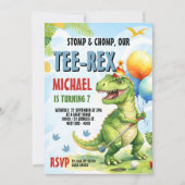 Tee-Rex ゴルフ 恐竜 ミニゴルフ 誕生日パーティー 招待状 (正面)