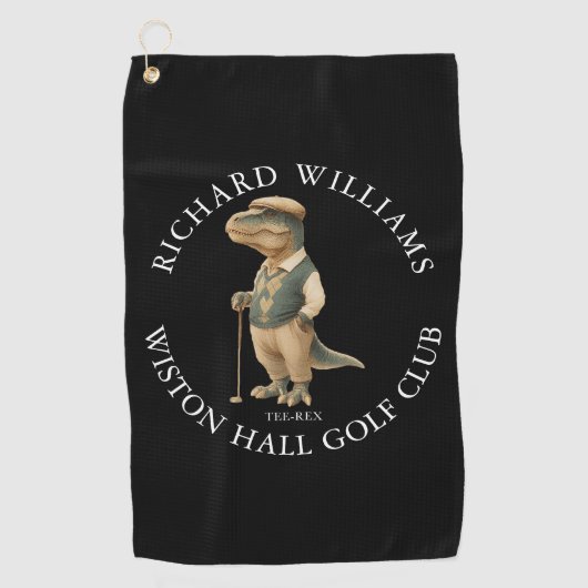 Tee-Rex Dinosaur Custom Golfer Name And Club ゴルフタオル (正面)