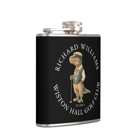 Tee-Rex Dinosaur Custom Golfer Name And Club フラスク (右)