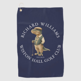 Tee-Rex Dinosaur Golfer Name And Club Navy Blue ゴルフタオル