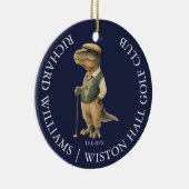 Tee-Rex Dinosaur Golfer Name And Club Navy Blue セラミックオーナメント (右)