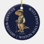 Tee-Rex Dinosaur Golfer Name And Club Navy Blue セラミックオーナメント (裏面)