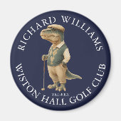 Tee-Rex Dinosaur Golfer Name And Club Navy Blue マグネット (正面)