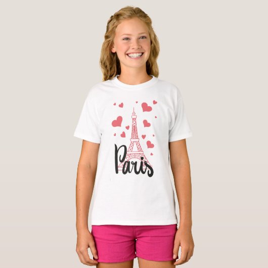 Tee Shirt Basic A Manches Longue Fille PAris Tシャツ (正面フル)