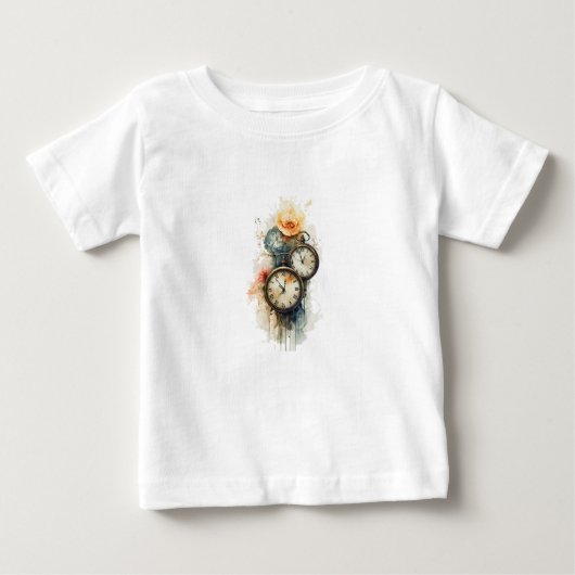 tee shirt enfant horloges vintage peinture  ベビーTシャツ (正面)