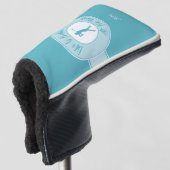 Tee Time  Funny Women’s Putter Cover Monogram Teal ゴルフヘッドカバー (3/4 正面)