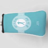 Tee Time  Funny Women’s Putter Cover Monogram Teal ゴルフヘッドカバー (正面)