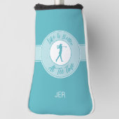 Tee Time  Funny Women’s Putter Cover Monogram Teal ゴルフヘッドカバー (回転90)