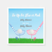 Tee Up BlueまたはPink Golf Gender Reveal Baby Shower スタンダードカクテルナプキン (正面)