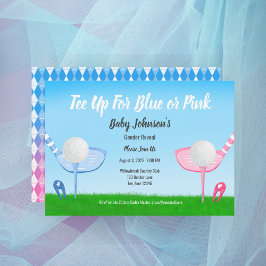 Tee Up BlueまたはPink Golf Gender Reveal Baby Shower 招待状
