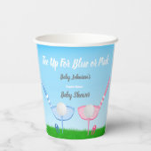 Tee Up BlueまたはPink Golf Gender Reveal Baby Shower 紙コップ (裏面)