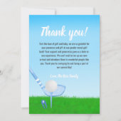 Tee Up Blue Golf Gender Revealベビーありがとう サンキューカード (正面)