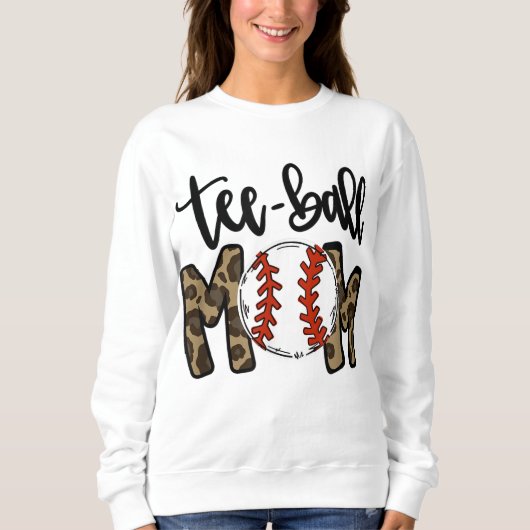 Teeball Mom Leopard Mom おもしろい Ball Mom母ダ スウェットシャツ (正面)