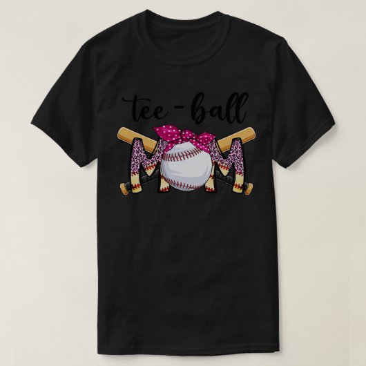 Teeball Mom Leopard Mom Ball おもしろい Mom Mothers Day Tシャツ (デザイン正面)