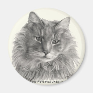 TeeGeeの長い髪の灰色猫 マグネット