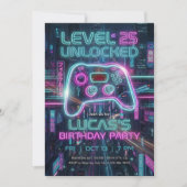 Teen Gamer Birthday Invitation Cyberpunk Game  招待状 (正面)
