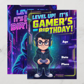 Teen Gamer Birthday Invitation – Video Game Party 招待状