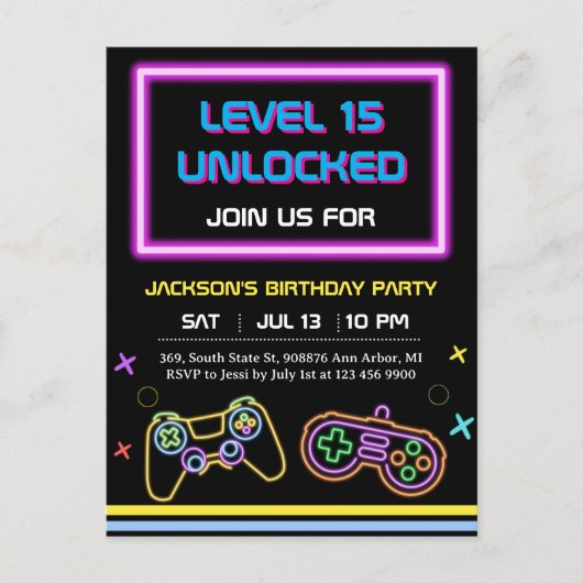 Teen Gaming Gamer Boy Video Game Player ポストカード (正面)