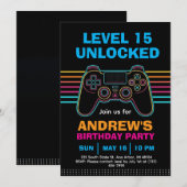 Teen Gaming Gamer Boy Video Game Player Birthday I 招待状 (正面/裏面)