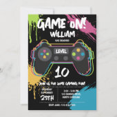 Teen Gaming Gamer Video Game Graffiti Birthday 招待状 (正面)
