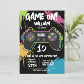 Teen Gaming Gamer Video Game Graffiti Birthday 招待状 (スタンド正面)