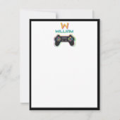 Teen Gaming Gamer Video Game Kids Monogram ノートカード (正面)