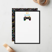 Teen Gaming Gamer Video Game Kids Monogram ノートカード (正面/裏面インサイチュ)