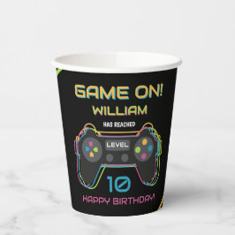 Teen Gaming Gamer Video Game Player Neon Birthday 紙コップ