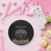 Teen Gaming Gamer Video Game Player Retro Birthday ペーパープレート (パーティー)