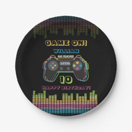 Teen Gaming Gamer Video Game Player Retro Birthday ペーパープレート