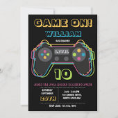 Teen Gaming Gamer Video Game Player Retro Birthday 招待状 (正面)